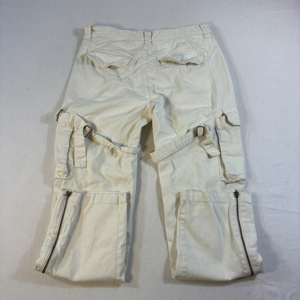 Standard Cloth Urban Outfitters Mens Cargo Pants Cream Strap Zipper Size Medium - Picture 2 of 10